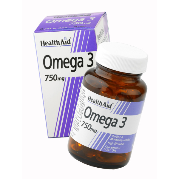HEALTH AID Omega-3 750mg Πολυακόρεστα Λιπαρά Οξέα Ωμέγα 3 (EPA & DHA), 30caps
