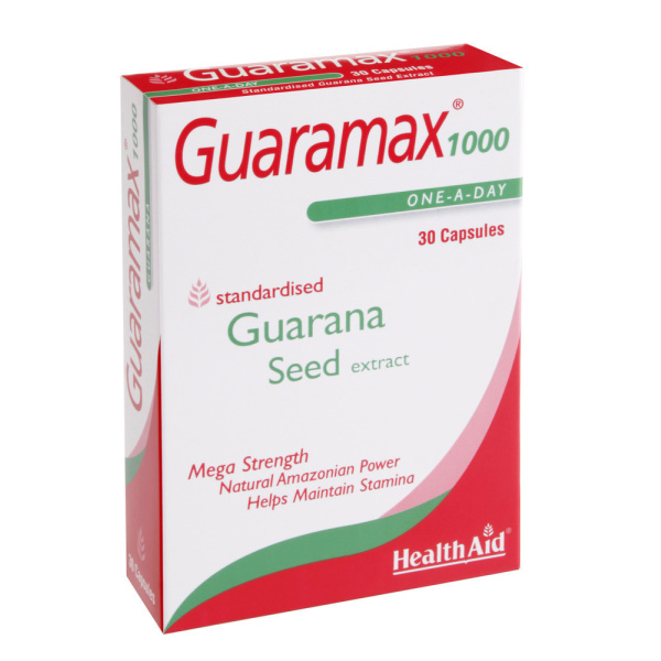 HEALTH AID Guaramax 1000mg Συμπλήρωμα Διατροφής με Γκουαρανά, 30 caps