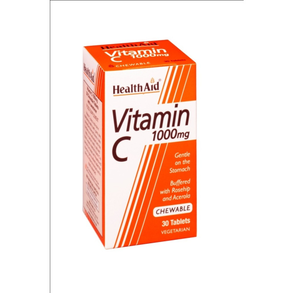 HEALTH AID Vitamin C 1000mg, Μασώμενο Συμπλήρωμα Διατροφής, 30chew.tabs