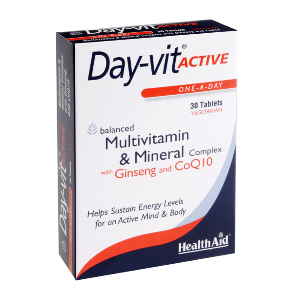 HEALTH AID Day-Vit Active CO Q10 & Ginseng, 30 tablets