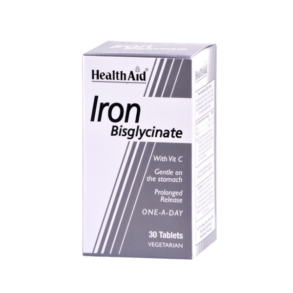 HEALTH AID Iron Bisglycinate with Vit C, Σίδηρος Δισγλυκινικός με Βιταμίνη C, 30 tabs
