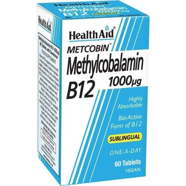 HEALTH AID Metcobin Methycobalamin B12 1000mg, Μεθυλκοβαλαµίνη με γεύση Φραγκοστάφυλο, 60 tabs