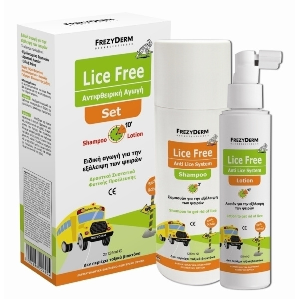 FREZYDERM  Lice Free Set Ολοκληρωμένη Αγωγή για Ψείρες Σαμπουάν & Λοσιόν, 2 X 125ml