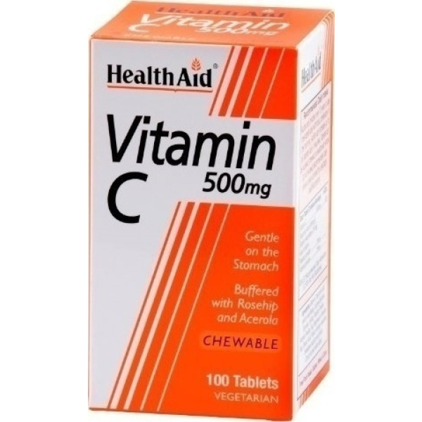 HEALTH AID Vitamin C 500mg, Μασώμενο Συμπλήρωμα Διατροφής , 100chew.tabs