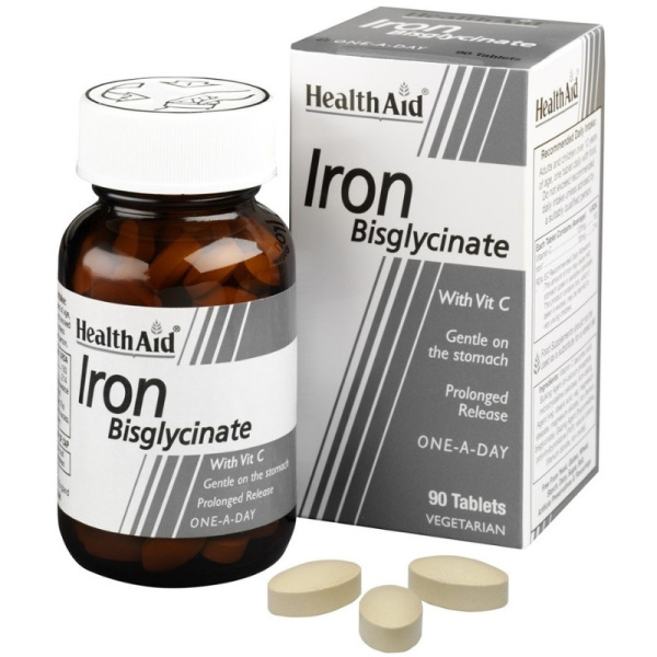 HEALTH AID Iron Bisglycinate with Vit C, Σίδηρος Δισγλυκινικός με Βιταμίνη C, 90 tabs