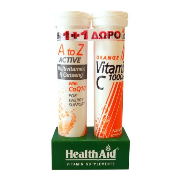 HEALTH AID A to Z Αctive Multivitamis + Q10 20tabs & ΔΩΡΟ Vitamin C 1000mg 20tabs