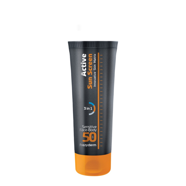 FREZYDERM Active Sun Screen Sensitive Face & Body SPF 50+ Aντηλιακή Kρέμα Ευαίσθητου Προσώπου & Σώματος SPF 50+, 150ml
