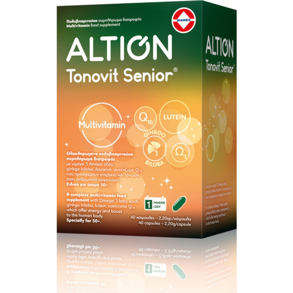 ALTION Tonovit Senior Ενισχυμένη Πολυβιταμίνη για Σωματική & Πνευματική Τόνωση για Ηλικίες άνω των 50 Ετών, 40caps