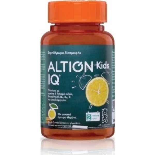 ALTION KIDS IQ Συμπλήρωμα Διατροφής με Ω3 Λιπαρά Οξέα, Βιταμίνες & Ψευδάργυρο Συμβάλλει στη Καλή Λειτουργία του Νευρικού Συστήματος & τη Φυσιολογική Γνωσιακή Λειτουργία, 60 ζελεδάκια