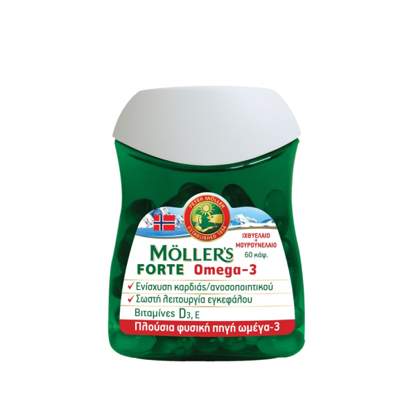 Moller's Forte Μουρουνέλαιο Μίγμα Ιχθυελαίου & Μουρουνέλαιου Πλούσιο σε Ω3 Λιπαρά Οξέα, 60 caps