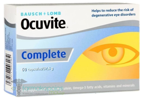 Bausch & Lomb Ocuvite Complete Συμπλήρωμα Διατροφής για την Καλή Υγεία & την Προστασία των Ματιών, 60softgels