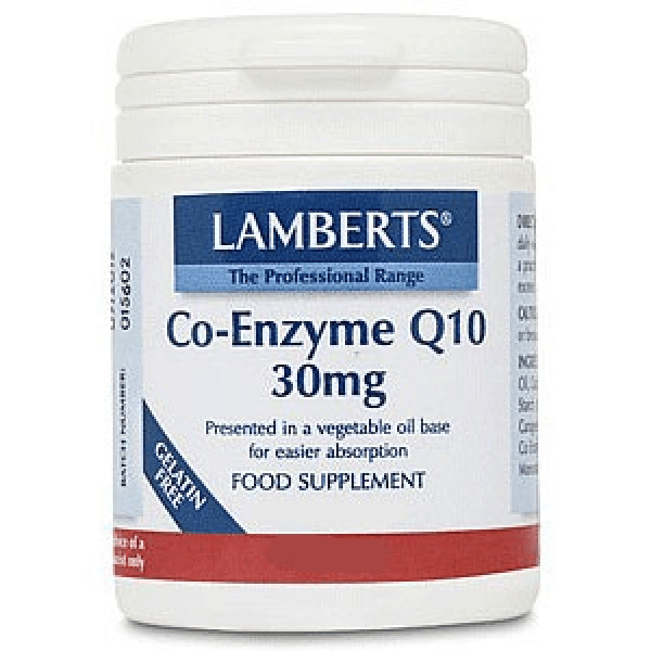 LAMBERTS Co-Enzyme Q10 30mg Συνένζυμο Q10 Συμπλήρωμα Διατροφής για την Παραγωγή Ενέργειας από τα Θρεπτικά Συστατικά της Τροφής 30 tabs
