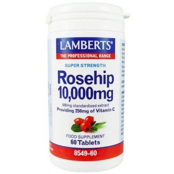 LAMBERTS Rosehip 10.000mg Εκχύλισμα Καρπών Αγριοτριανταφυλλιάς που Αποδίδει 250mg Βιταμίνης C, 60tabs