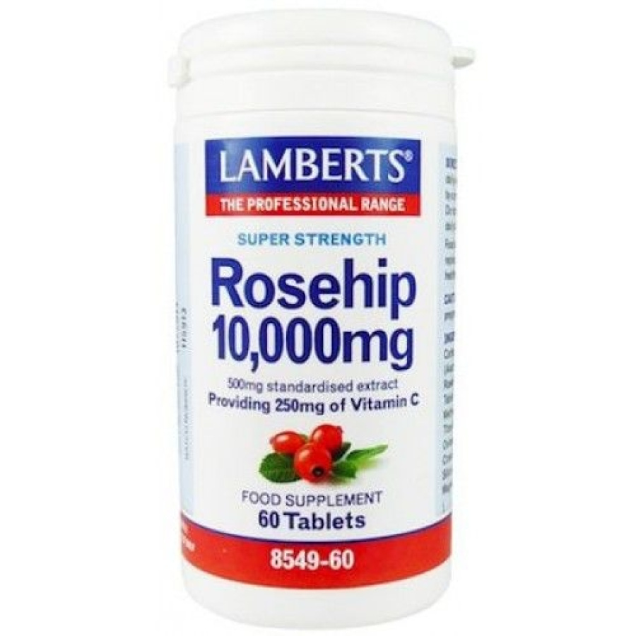 LAMBERTS Rosehip 10.000mg Εκχύλισμα Καρπών Αγριοτριανταφυλλιάς που Αποδίδει 250mg Βιταμίνης C, 60tabs
