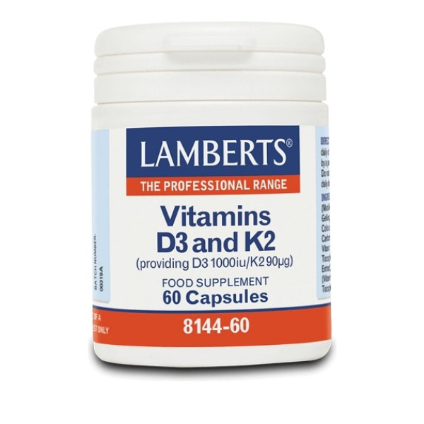LAMBERTS Vitamin D3 1000iu & K2 90µg Φόρμουλα με Βιταμίνες D3 & Κ2, 60 caps