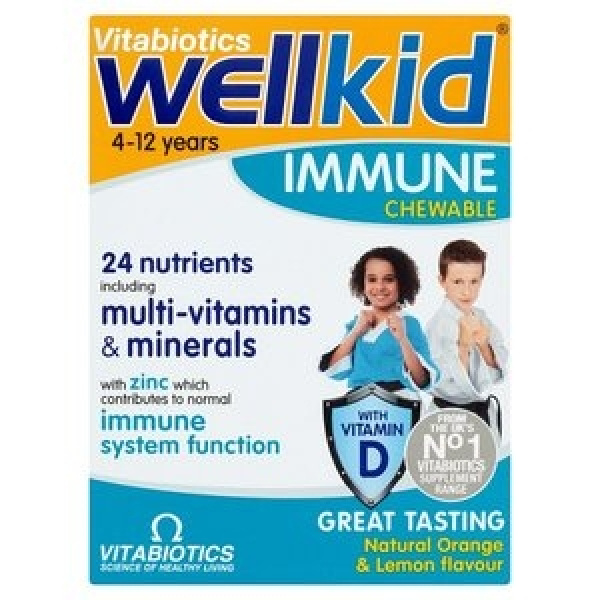 VITABIOTICS Wellkid Immune Chewable Παιδικό Συμπλήρωμα Διατροφής για Ενίσχυση Ανοσοποιητικού 30tabs