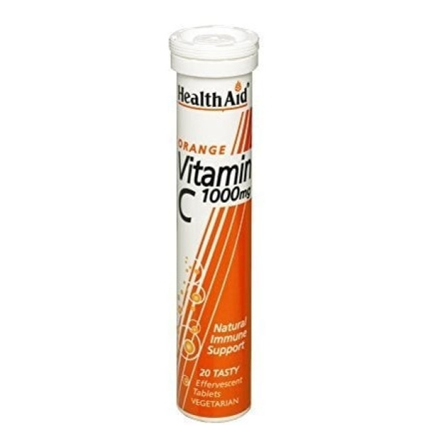 HEALTH AID Vitamin C 1000mg Αναβράζουσα Βιταμίνη C με γεύση πορτοκάλι, 20 eff.tabs