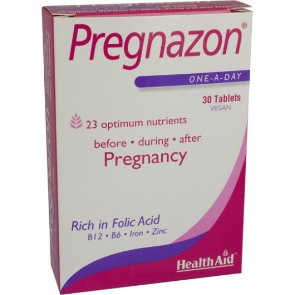 HEALTH AID Pregnazon, Συμπλήρωμα Διατροφής Για Όλα Τα Στάδια Της Εγκυμοσύνης, 30tabs