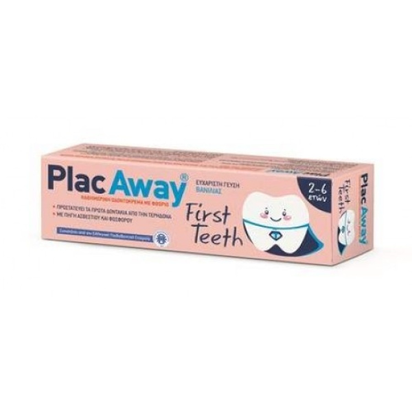 OMEGA PHARMA Plac Away First Teeth, Παιδική Οδοντόκρεμα 2-6 Ετών 50ml