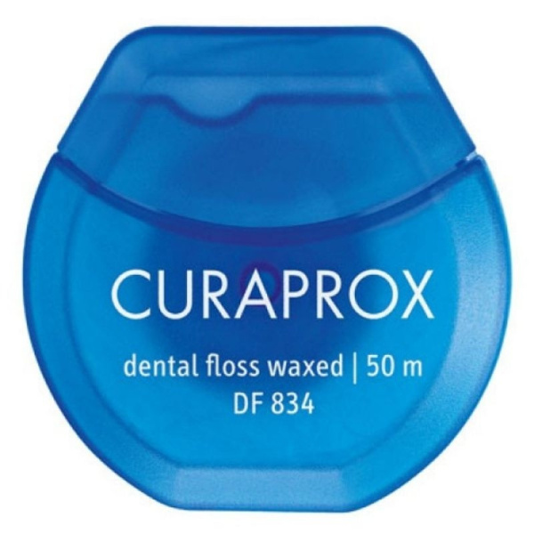 Curaprox DF 834 Dental Floss Waxed Οδοντικό Νήμα Κερωμένο με Γεύση Μέντας 1x50m