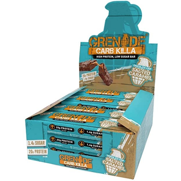 GRENADE Carb Killa Chocolate Chip Salted Caramel Μπάρα Υψηλής Πρωτεΐνης 12x60gr  (1 κουτί)