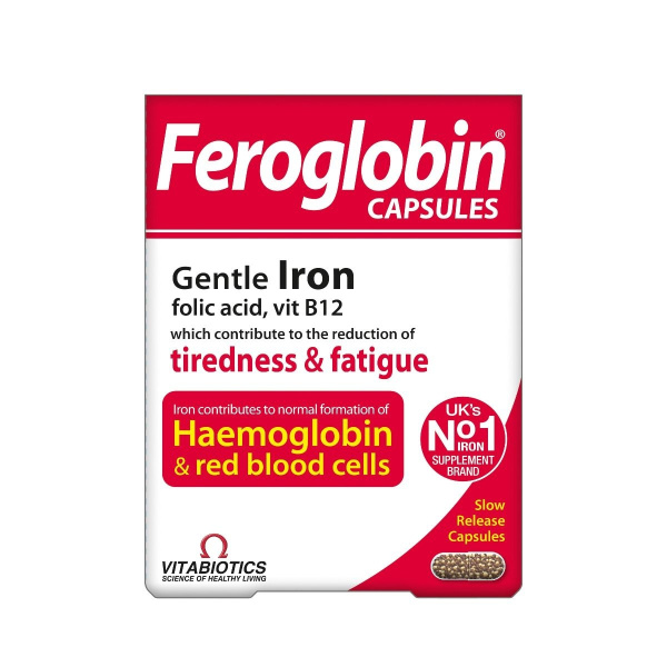 VITABIOTICS Feroglobin Slow Release Συμπλήρωμα Διατροφής με Σίδηρο Βραδείας Αποδέσμευσης, 30caps