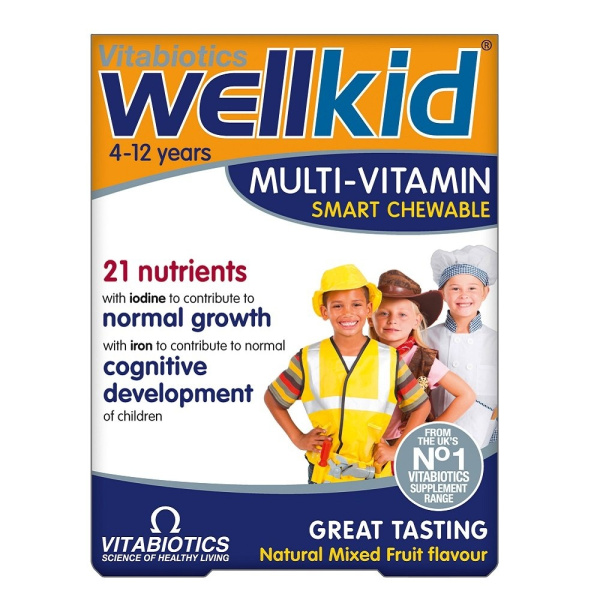 VITABIOTICS Wellkid Multi-Vitamin Smart Chewable Συμπλήρωμα Διατροφής Πολυβιταμινών για Παιδιά 30μασ.ταμπ.