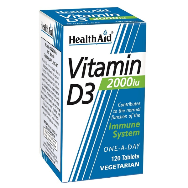 HEALTH AID Vitamin D3 2000iu, Συμπλήρωμα Διατροφής με Βιταμίνη D3, 120tabs