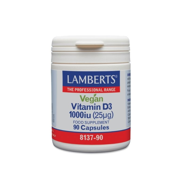 LAMBERTS Vegan Vitamin D3 1000IU 25mg Συμπλήρωμα Διατροφής για το Ανοσοποιητικό, 90caps