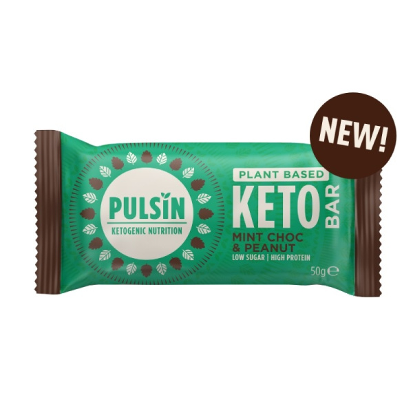 PULSIN Μπάρα Πρωτεΐνης Keto με Κέικ Σοκολάτας, Μέντα & Φυστίκι 50gr