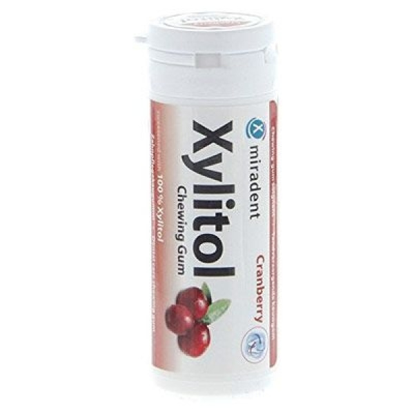 MIRADENT Xylitol Mint Τσίχλες Με Γεύση Cranberry 30τμχ