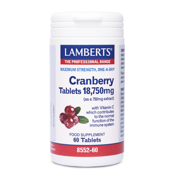 LAMBERTS Cranberry Tablets 18,750mg για τη Διατήρηση ενός Υγιούς Ουροποιητικού Συστήματος (as a 750mg extract), 60tabs