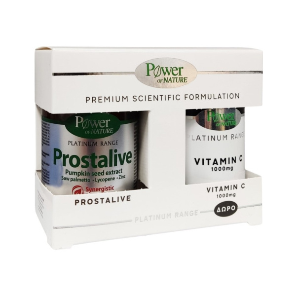 POWER OF NATURE Platinum Prostalive για τον Προστάτη, 30 tabs & Δωρο Βιταμίνη C 1000mg, 20tabs