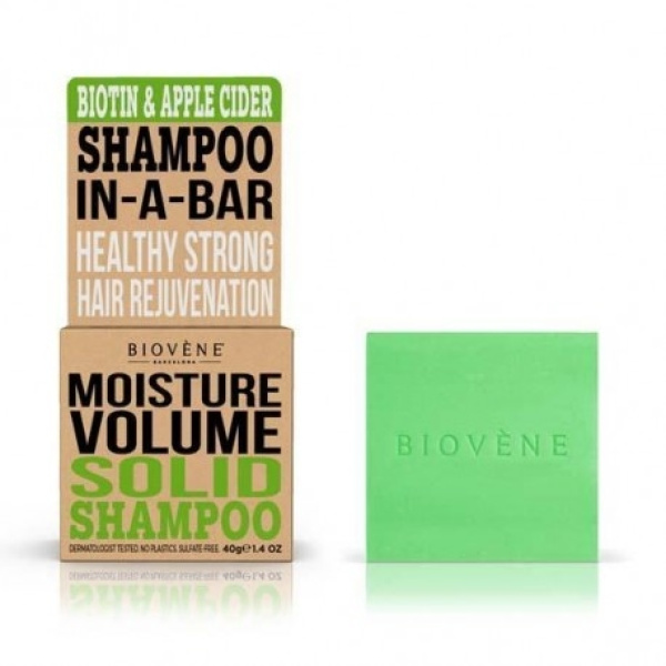 BIOVENE Moisture Volume Shampoo In A Bar (solid Shampoo) Biotin & Apple Cider - Σαμπουάν (στερεό) Βιοτινη Και Μηλίτη 40g
