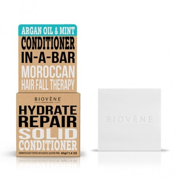 BIOVENE Hydrate Repair Conditioner In A Bar (solid) Argan Oil & Mint - Μαλακτικό (στερεό) Έλαιο Αργκαν Και Μέντα 40g