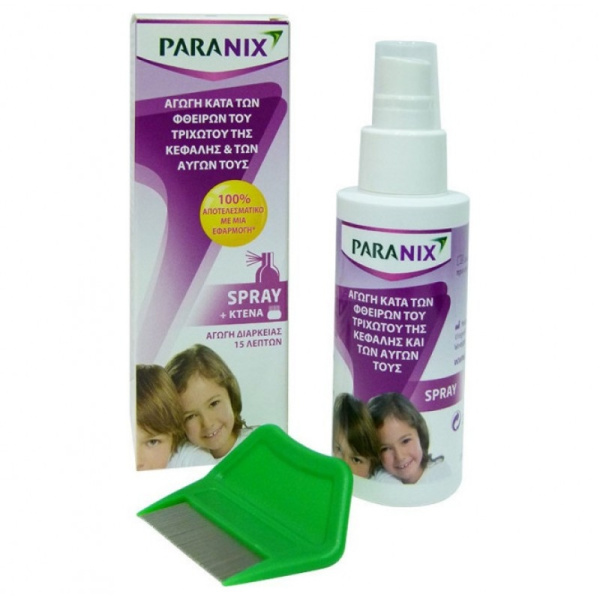 PARANIX Spray Αγωγή Κατά των Φθειρών του Τριχωτού της Κεφαλής και των Αυγών 100ml + Κτένα