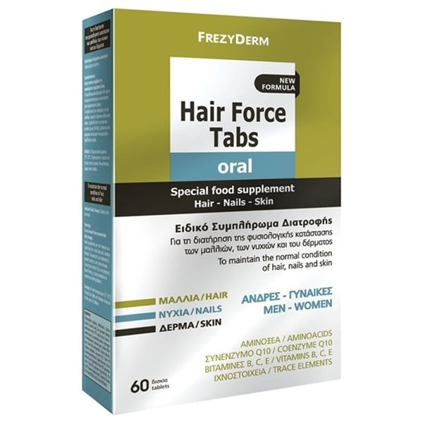 FREZYDERM  Hair Force Tabs Oral Συμπλήρωμα Διατροφής για τη Διατήρηση της Φυσιολογικής Κατάστασης των Μαλλιών, 60tabs
