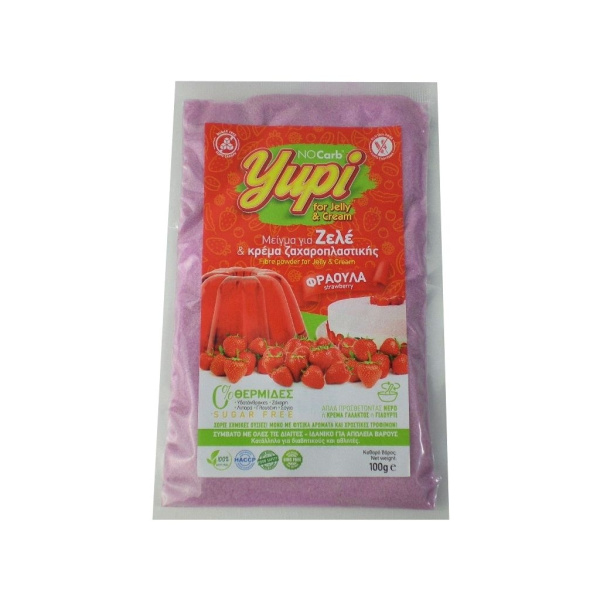 NOCARB Yupi Μείγμα για Ζελέ & Κρέμα Ζαχαροπλαστικής - Φράουλα, 100g