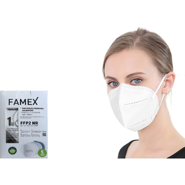 FAMEX Μάσκα Προστασίας FFP2 Particle Filtering Half NR σε Λευκό χρώμα 100τμχ