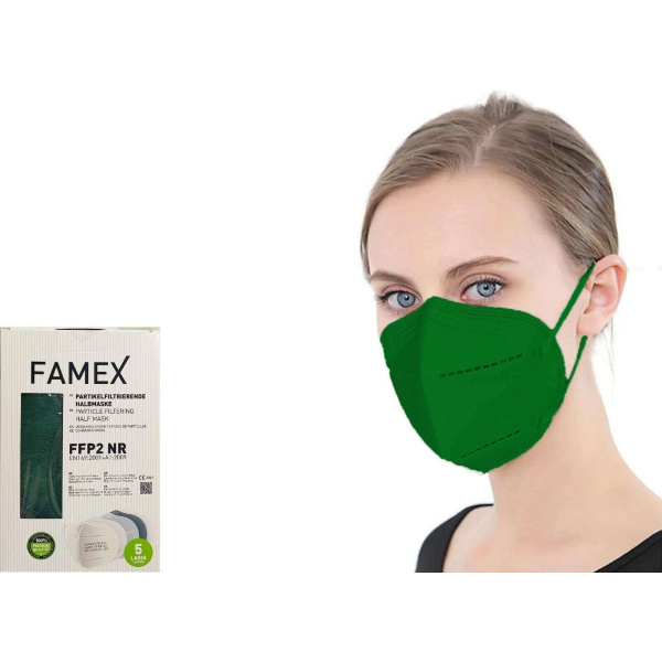 FAMEX Μάσκα Προστασίας FFP2 Particle Filtering Half NR Forest Green 100τμχ