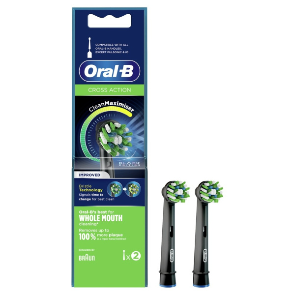 ORAL B Cross Action Black Edition Clean Maximiser Ανταλλακτικές Κεφαλές για Ηλεκτρικές Οδοντόβουρτσες, 2τεμ