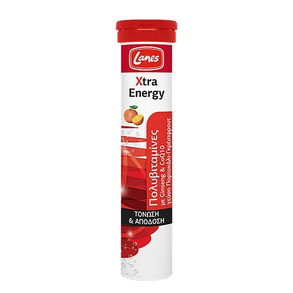 LANES Xtra Energy Γεύση Πορτοκάλι - Γκρέιπφρουτ, 20eff. tabs