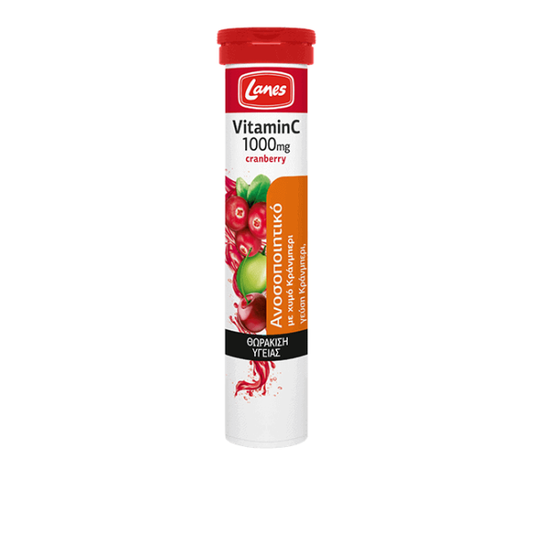 LANES Vitamin C 1000mg Cranberry, Συμπλήρωμα Διατροφής Βιταμίνη C με Χυμό Κράνμπερι & Γεύση Κράνμπερι, Κεράσι, Σταφύλι 20eff.tabs