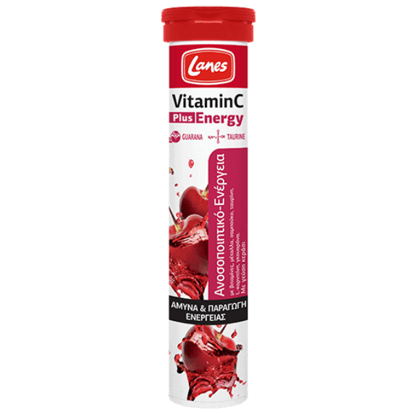 LANES Vitamin C 500mg Plus Energy,με Γεύση Κεράσι 20eff. tabs