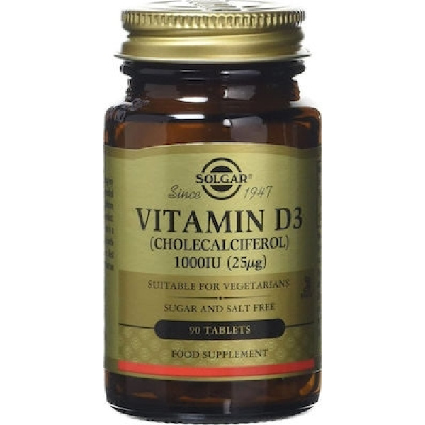 SOLGAR Vitamin D3 1000 IU (25μg), 90tabs
