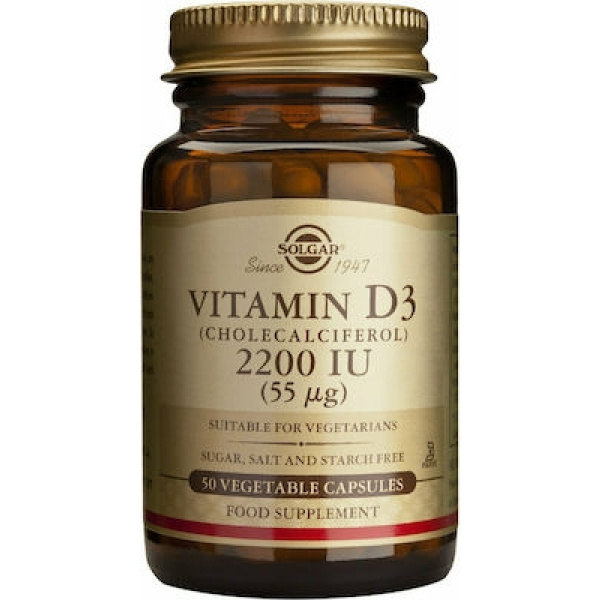 SOLGAR Vitamin D3 2200IU (55μg), 50veg.caps