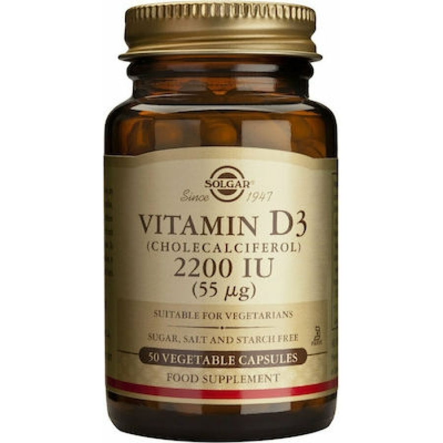 SOLGAR Vitamin D3 2200IU (55μg), 50veg.caps