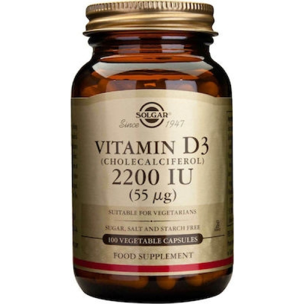 SOLGAR Vitamin D3 2200IU (55μg), 100veg.caps