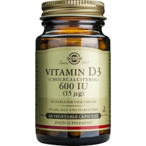 SOLGAR Vitamin D3 600IU (15μg), 60veg.caps