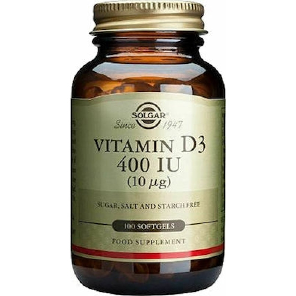 SOLGAR Vitamin D3 400 IU (10μg), 100softgels